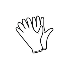 Fototapeta premium Kids drawing Cartoon black disposable nitrile gloves icon Isolated on White Background