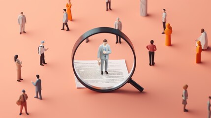 magnifying Glass Searching for a New Job or Employee, We Are Hiring, Job Vancancy Concept. Generative Ai