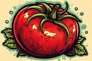 ripe tomato with water droplets on its surface. Generative AI