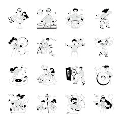 Pack of Party Enjoyment Drawing Illustrations 

