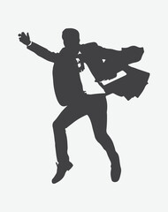 Elevate Your Business Success, Silhouettes of Excited Jumping Businessmen