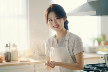 Gourmet Bliss: The Cutest Japanese Woman Creating Instagrammable Delights in an Upscale White Kitchen