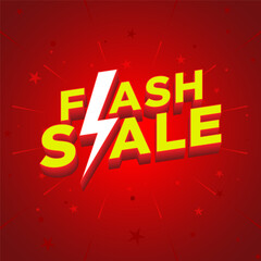 Flash Sale Shopping for banner poster Flash icon graphic text on red, yellow background. Flash Sales banner template design for social media and website.Special Offer Flash Sale campaign, E-commerce