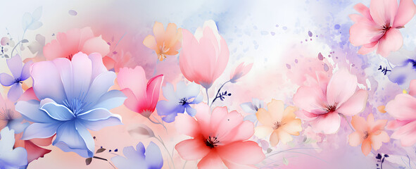 Soft color flower in pastel tone with blurred style for background texture banner