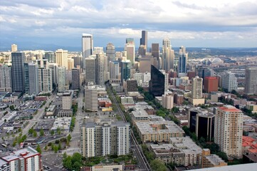 Naklejka premium Aerial view of city of Seattle - Seattle, WA - USA