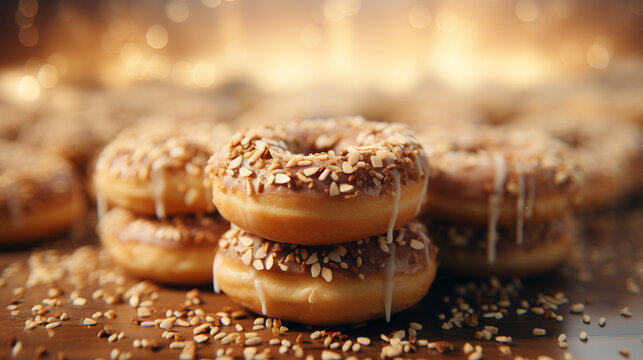 donuts with chocolate HD 8K wallpaper Stock Photographic Image