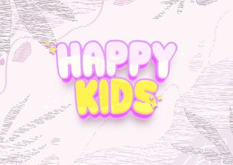 Happy kids typography, Srcibblr organic Leaves Textured Background