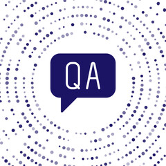 Blue Speech bubbles with Question and Answer icon isolated on white background. Q and A symbol. FAQ sign. Chat speech bubble and chart. Abstract circle random dots. Vector