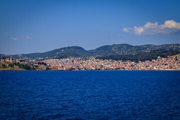 Fototapeta na wymiar View form Lesbos or Lesvos - a Greek island located in the northeastern Aegean Sea