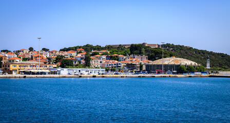 Naklejka na ściany i meble View form Lesbos or Lesvos - a Greek island located in the northeastern Aegean Sea