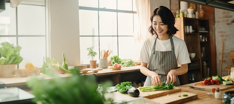 Gourmet Bliss: The Cutest Japanese Woman Creating Instagrammable Delights in an Upscale White Kitchen
