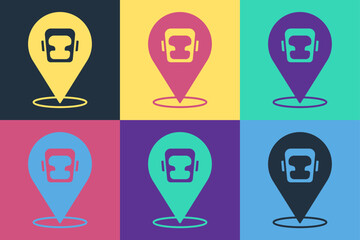 Pop art Boxing helmet icon isolated on color background. Vector