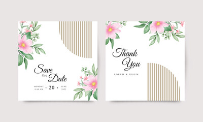 Wedding invitation card with beautiful watercolor floral