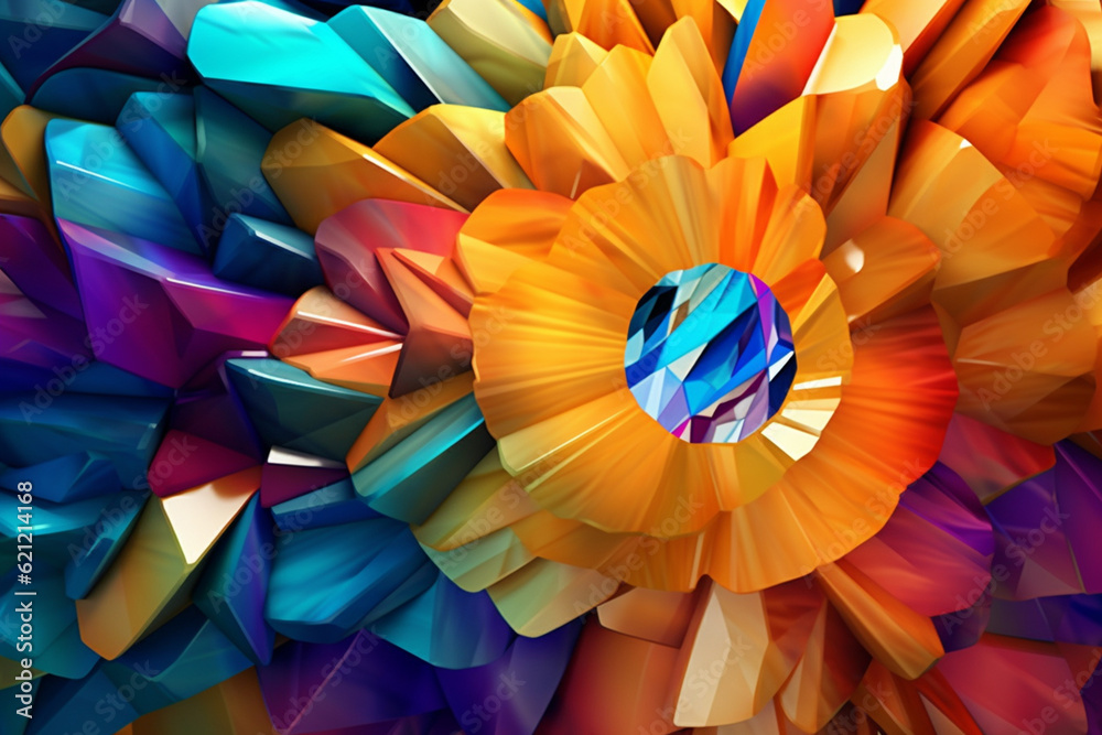 Leinwandbilder A digital art abstract composition that explores geometric shapes, patterns, and color gradients Generative AI technology.