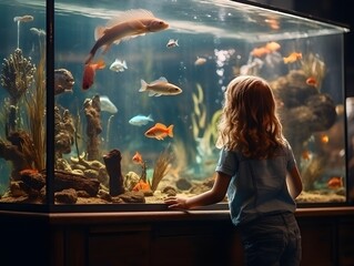 Verzaubertes Kind: Eine magische Begegnung mit den schillernden Bewohnern des Aquariums