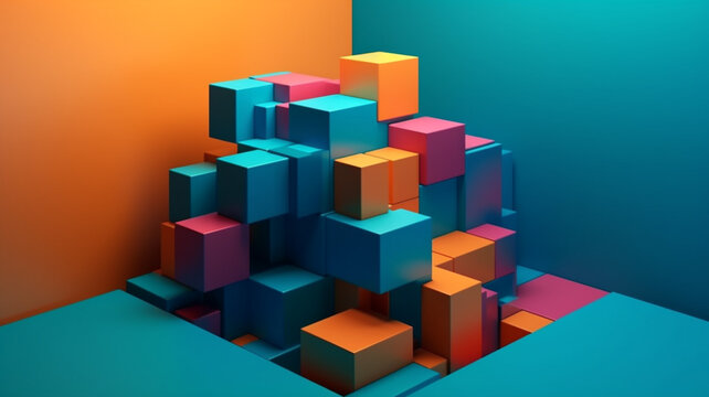 3D background with colored square theme