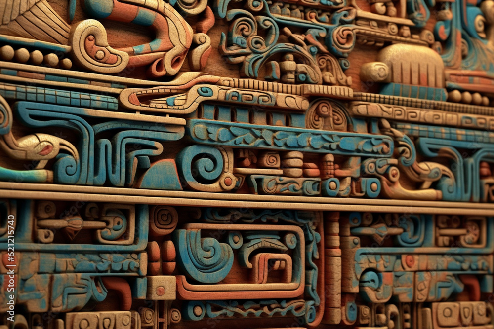 Leinwandbilder An abstract representation of the pursuit of wisdom and knowledge in Sumer, with intricate patterns and serene hues. Generative AI technology.