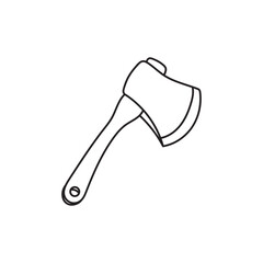 Hand drawn Kids drawing Cartoon Vector illustration axe icon Isolated on White Background