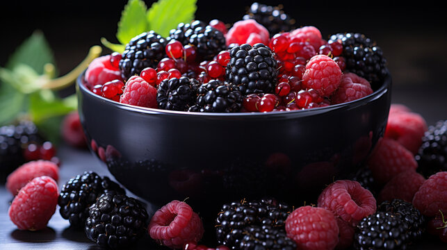 berries in a bowl  HD 8K wallpaper Stock Photographic Image