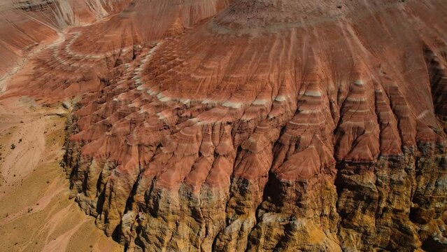Unusual surfaces of the Aktau mountains. Altyn-Emel National Park, Kazakhstan. aerial view