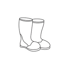 Hand drawn Kids drawing Cartoon Vector illustration childrens rubber boots icon Isolated on White Background