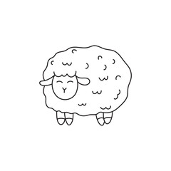 Hand drawn Kids drawing Cartoon Vector illustration cute sheep icon Isolated on White Background