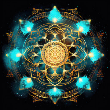 colorful psycedelic mandala in space