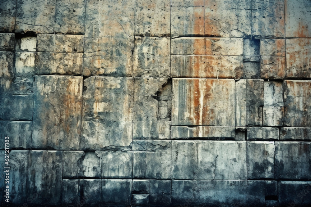 Poster An image featuring an abstract interpretation of the Wailing Wall (Western Wall), with textured layers and a somber color palette. Generative AI technology.