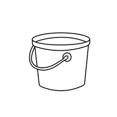 Hand drawn Kids drawing Cartoon Vector illustration cute plastic buckets with water icon Isolated on White Background