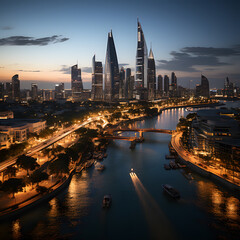 bahrain skyline nightview Manama 2030 - obrazy, fototapety, plakaty