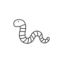 Hand drawn Kids drawing Cartoon Vector illustration cute worm icon Isolated on White Background