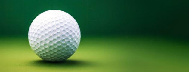 Close-up of golf ball isolated on green backdrop. Generative AI