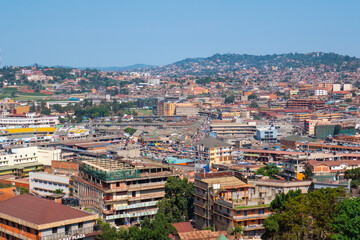 Fototapeta na wymiar Hihg angel view of Kampala City seen from Gaddaffi National Mosque in Uganda
