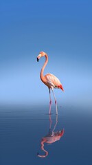 Fototapeta na wymiar image of flamingo standing in water