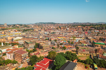 Aerial view of Kampala City seen from Gaddaffi Mosque, Uganda