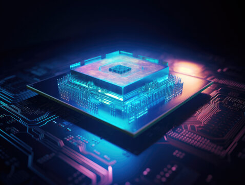 Digital Precision: Exploring the Close-Up of a Modern Microchip - Advancements in Miniaturization - Generative AI