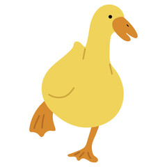 Duck Yellow Single 4 cute on a white background, vector illustration