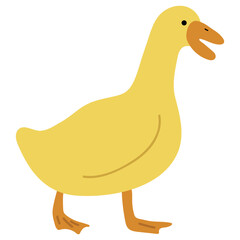 Duck Yellow Single 5 cute on a white background, vector illustration