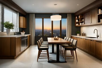 modern dining room generating by AI technology
