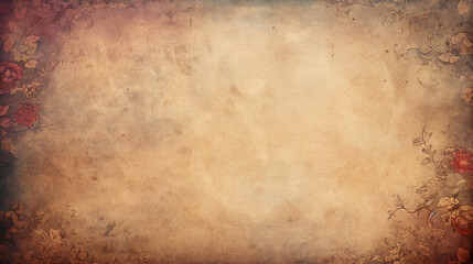 Empty natural organic banner.  Old paper postcard. Retro vintage style. Background with copy space. Generative AI