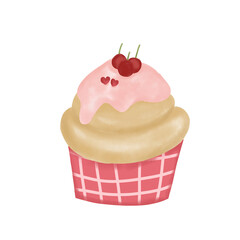 cupcake with cherry on top cartoon 