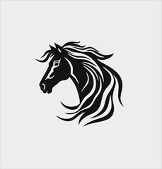 Horse head vector silhouette, horse head logo illustration design