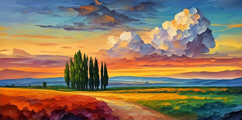 Obraz na płótnie Canvas Beautiful landscape. AI generated illustration