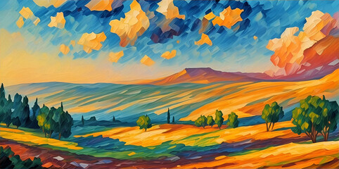 Obraz na płótnie Canvas Beautiful landscape. AI generated illustration