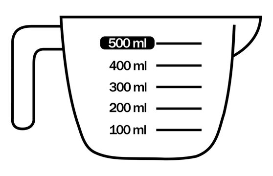 Liquid container. Measuring cup with a volume of 500 ml. Transparent background. Vector.