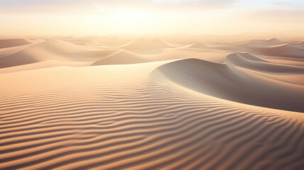 Fototapeta na wymiar Illusionary Sandscape with Dramatic Sunrays. Generative Ai