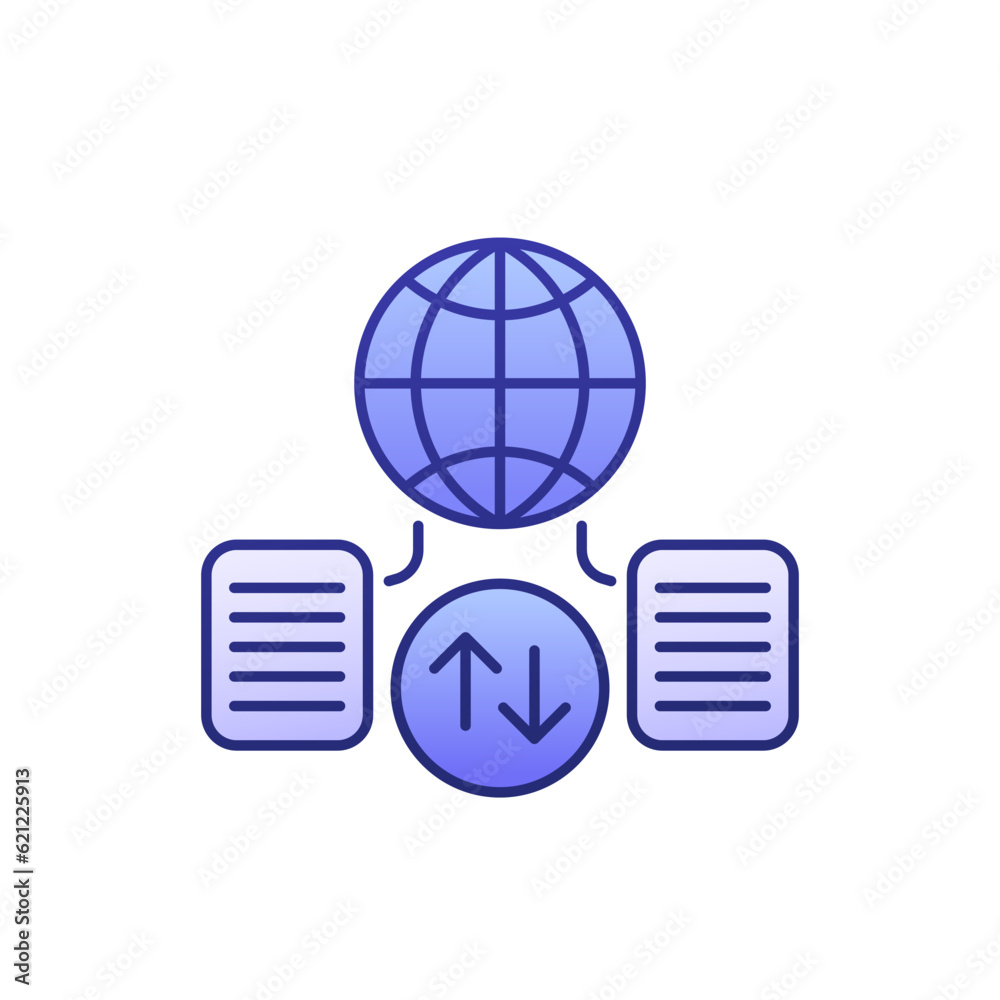 Canvas Prints Global data exchange icon with outline