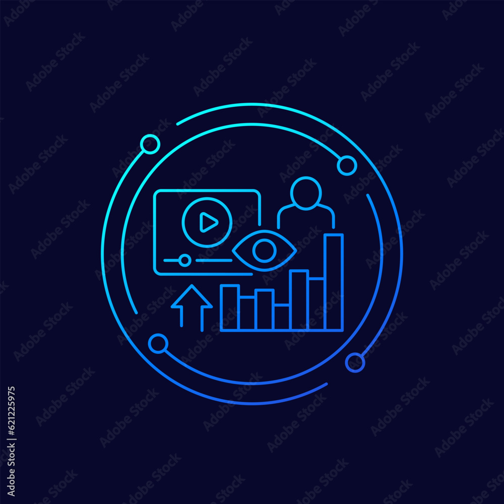 Poster Views analytics and metrics icon, linear design