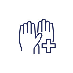 medical gloves line icon on white