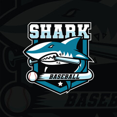 shark mascot logo design for baseball team